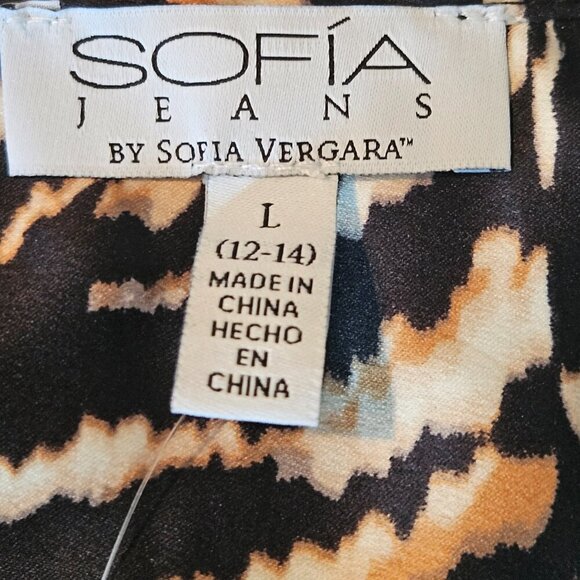 Sofia Jeans by Sofia Vergara Leopard Animal Print Button Front Blouse Size L - Picture 6 of 8